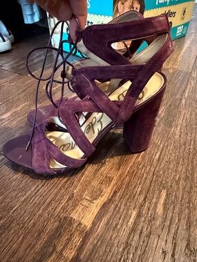 Sam Edelman Purple Suede Lace-Up Block Heel